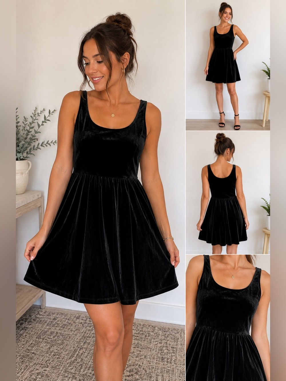 Old Navy Women’s Flare Velvet Cami Dress Black Size M